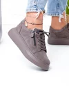Pantofi casual dama piele naturala intoarsa gri inchis cu varf rotund F002-651 5