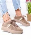 Pantofi casual dama piele naturala intoarsa kaki  cu inchidere sireturi F001-971 2