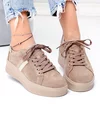 Pantofi casual dama piele naturala intoarsa kaki  cu inchidere sireturi F001-971 3