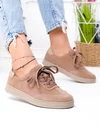 Pantofi casual dama piele naturala intoarsa kaki cu inchidere sireturi T-2646 3