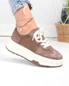 Pantofi casual dama piele naturala intoarsa kaki cu material sintetic G10-A03-1 4