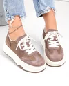 Pantofi casual dama piele naturala intoarsa kaki cu material sintetic G10-A03-1 1