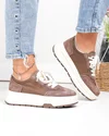 Pantofi casual dama piele naturala intoarsa kaki cu material sintetic G10-A03-1 5