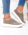 Pantofi casual dama piele naturala intoarsa kaki cu siret elastic F002-530 2