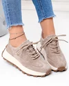Pantofi casual dama piele naturala intoarsa kaki cu talpa bej F002-661 4