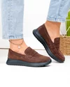 Pantofi casual dama piele naturala intoarsa maro cu inchidere slip-on T-2810 4