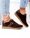 Pantofi casual dama piele naturala intoarsa maro cu print leopard F002-654 4