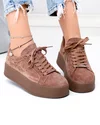 Pantofi casual dama piele naturala intoarsa maro cu talpa groasa F005-030 3