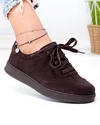Pantofi casual dama piele naturala intoarsa maro cu varf rotund T-2646 3