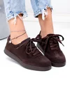 Pantofi casual dama piele naturala intoarsa maro cu varf rotund T-2646 4