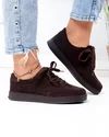 Pantofi casual dama piele naturala intoarsa maro cu varf rotund T-2646 5