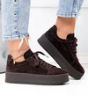 Pantofi casual dama piele naturala intoarsa maro inchis cu inchidere sireturi F005-030 4