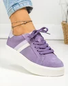 Pantofi casual dama piele naturala intoarsa mov cu inchidere sireturi F001-729 4