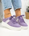 Pantofi casual dama piele naturala intoarsa mov cu inchidere sireturi F001-729 5