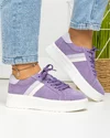 Pantofi casual dama piele naturala intoarsa mov cu inchidere sireturi F001-729 2