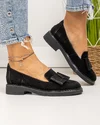 Pantofi casual dama piele naturala intoarsa negri cu fundita aplicata PC810 4