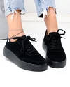 Pantofi casual dama piele naturala intoarsa negri cu inchidere sireturi F001-924 3