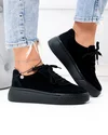 Pantofi casual dama piele naturala intoarsa negri cu inchidere sireturi F001-924 4