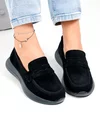 Pantofi casual dama piele naturala intoarsa negri cu inchidere slip-on T-2810 3