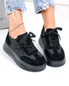Pantofi casual dama piele naturala intoarsa negri cu material sintetic G10-A03-1 5
