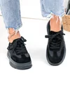 Pantofi casual dama piele naturala intoarsa negri cu material sintetic G10-A03-1 4
