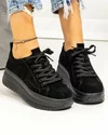 Pantofi casual dama piele naturala intoarsa negri cu talpa groasa F001-750 3