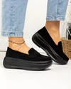 Pantofi casual dama piele naturala intoarsa negri cu talpa groasa F002-295 4