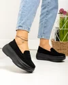 Pantofi casual dama piele naturala intoarsa negri cu talpa groasa F002-295 5