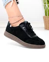 Pantofi casual dama piele naturala intoarsa negri cu varf rotund F001-969 3