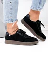 Pantofi casual dama piele naturala intoarsa negri cu varf rotund F001-969 1