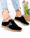 Pantofi casual dama piele naturala intoarsa negri cu varf rotund F002-654 1
