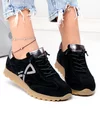 Pantofi casual dama piele naturala intoarsa negri cu varf rotund F002-654 3