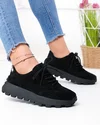 Pantofi casual dama piele naturala intoarsa negri cu varf rotund F002-661 1
