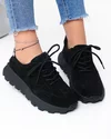 Pantofi casual dama piele naturala intoarsa negri cu varf rotund F002-661 3