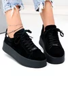 Pantofi casual dama piele naturala intoarsa negri cu varf rotund F005-030 3