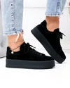 Pantofi casual dama piele naturala intoarsa negri cu varf rotund F005-030 4