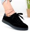 Pantofi casual dama piele naturala intoarsa negri cu varf rotund T-2646 3