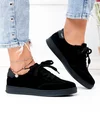 Pantofi casual dama piele naturala intoarsa negri cu varf rotund T-2646 1