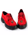 Pantofi casual dama piele naturala intoarsa rosii cu accesoriu aplicat si cusaturi decorative POL169 4