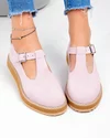 Pantofi casual dama piele naturala intoarsa roz cu inchidere catarama  WIZ0126 1