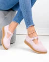 Pantofi casual dama piele naturala intoarsa roz cu inchidere catarama  WIZ0126 3