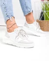 Pantofi casual dama piele naturala intoarsa si lacuita albi F002-538 2