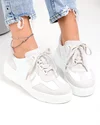 Pantofi casual dama piele naturala intoarsa si lacuita albi F002-538 1