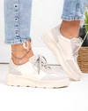 Pantofi casual dama piele naturala intoarsa si lacuita bej F002-538 1