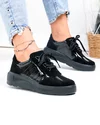 Pantofi casual dama piele naturala intoarsa si lacuita negri F002-538 1