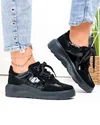 Pantofi casual dama piele naturala intoarsa si lacuita negri F002-538 4
