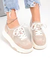Pantofi casual dama piele naturala intoarsa si material sintetic bej G10-A03-1 4