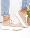 Pantofi casual dama piele naturala intoarsa si material sintetic bej G10-A03-1 1