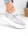 Pantofi casual dama piele naturala intoarsa si material sintetic gri G10-A03-1 3
