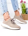 Pantofi casual dama piele naturala kaki cu inchidere sireturi F001-973 1